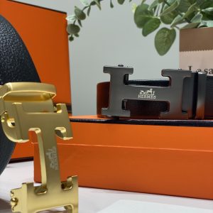 HERMES Classic Men's Head Layer Cowhide Belt