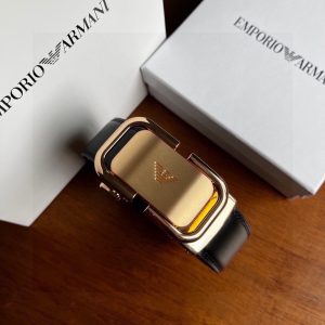 Armani hollowed out frosted automatic buckle belt