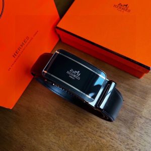 HERMES reflective glossy automatic buckle belt