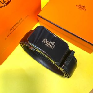 Hermes automatic buckle reflective glossy belt