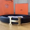 Hermes Men's Counter Top Layer Cowhide Steel Button Belt