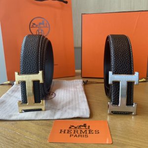 Hermes Men's Counter Top Layer Cowhide Steel Button Belt