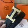 Hermes Men's Counter Top Layer Cowhide Steel Button Belt