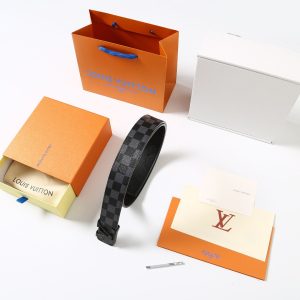 Classic LV Black Headed Black Checkered Belt