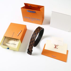 Classic LV Black Head Brown Plaid Belt