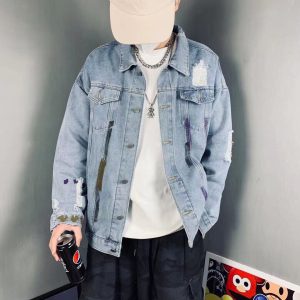 OFF White Master Graffiti Printed Washed Denim Coat