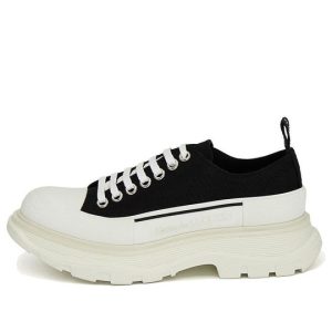 (WMNS) Alexander McQueen Tread Slick Lace Up 'Black White'  611705W4L32-1070