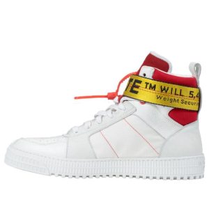 OFF-WHITE White HI Top Sneakers 'White Red'  OM1A102R198000010120