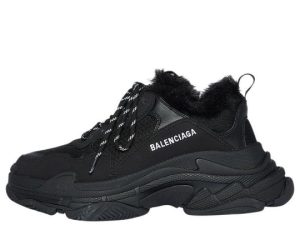 Balenciaga Triple S Sneaker 'Faux Fur Black'  668563W3CQ51000