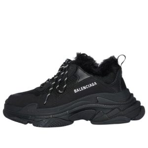 Balenciaga Triple S Sneaker 'Faux Fur Black'  668563W3CQ51000