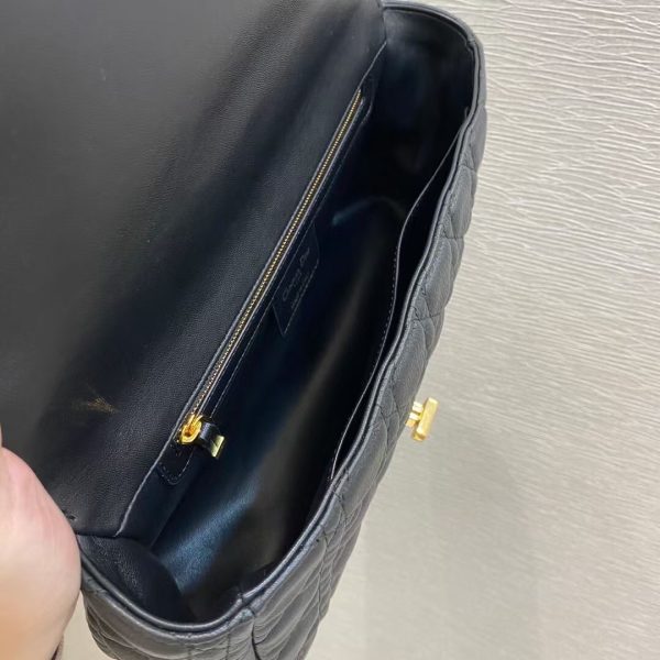 Dior Large Caro Bag In Black Cannage Calfskin