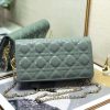 Dior Lady Dior Clutch With Chain In Grey Patent Leather