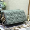 Dior Lady Dior Clutch With Chain In Grey Patent Leather