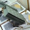 Dior Lady Dior Clutch With Chain In Grey Patent Leather