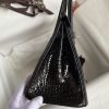Hermes Birkin 25 Retourne Handmade Bag In Black Shiny Alligator Leather