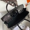 Hermes Birkin 25 Retourne Handmade Bag In Black Shiny Alligator Leather