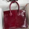 Hermes Birkin 30 Handmade Bag In Bordeaux Crocodile Niloticus Shiny Skin