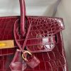 Hermes Birkin 30 Handmade Bag In Bordeaux Crocodile Niloticus Shiny Skin