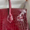 Hermes Birkin 30 Handmade Bag In Bordeaux Crocodile Niloticus Shiny Skin