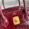 Hermes Birkin 30 Handmade Bag In Bordeaux Crocodile Niloticus Shiny Skin