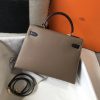 Hermes Bi-color Kelly 32cm Epsom Bag Taupe/Black GHW