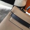 Hermes Bi-color Kelly 32cm Epsom Bag Taupe/Black GHW