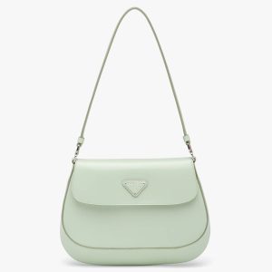 Prada Aqua Brushed Leather Cleo Shoulder Bag with Flap