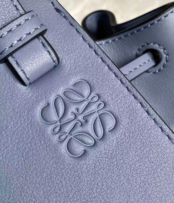 lh19caab-2.jpg Loewe Mini Hammock Drawstring Bag In Blue Calfskin
