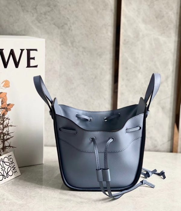 lh19caab-4.jpg Loewe Mini Hammock Drawstring Bag In Blue Calfskin