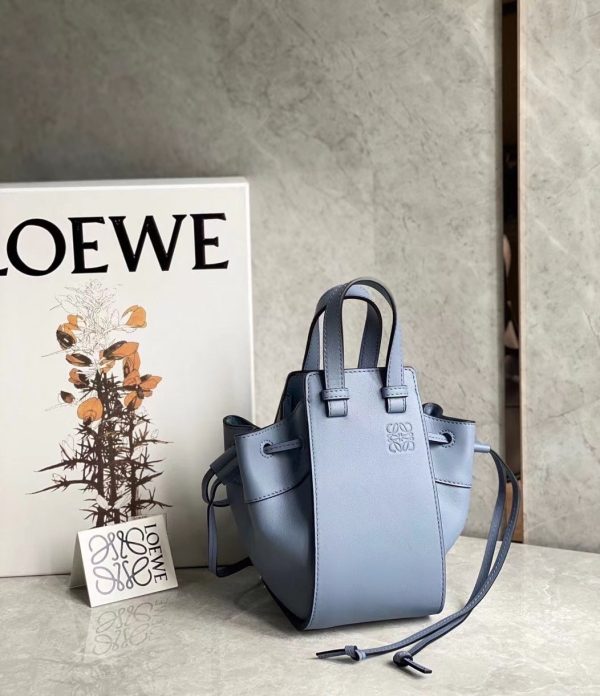 lh19caab-5.jpg Loewe Mini Hammock Drawstring Bag In Blue Calfskin
