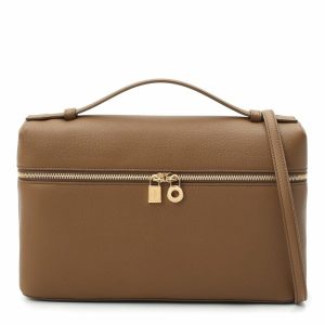 Loro Piana Extra Pocket Pouch L27 in Chai Grained Leather