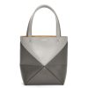 Loewe Mini Puzzle Fold Tote Bag in Grey/Dark Grey Calfskin
