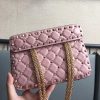 Valentino Rockstud Spike Small Bag In Poudre Lambskin