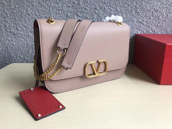 Valentino Medium Vlock Shoulder Bag In Poudre Calfskin